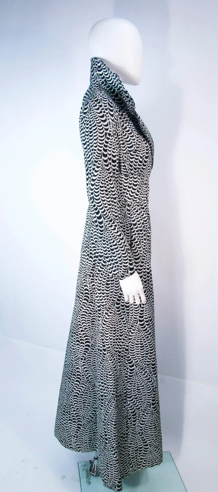 RICCO CALIFORNIA Black & Silver Psychedelic Maxi Coat Size Size 2