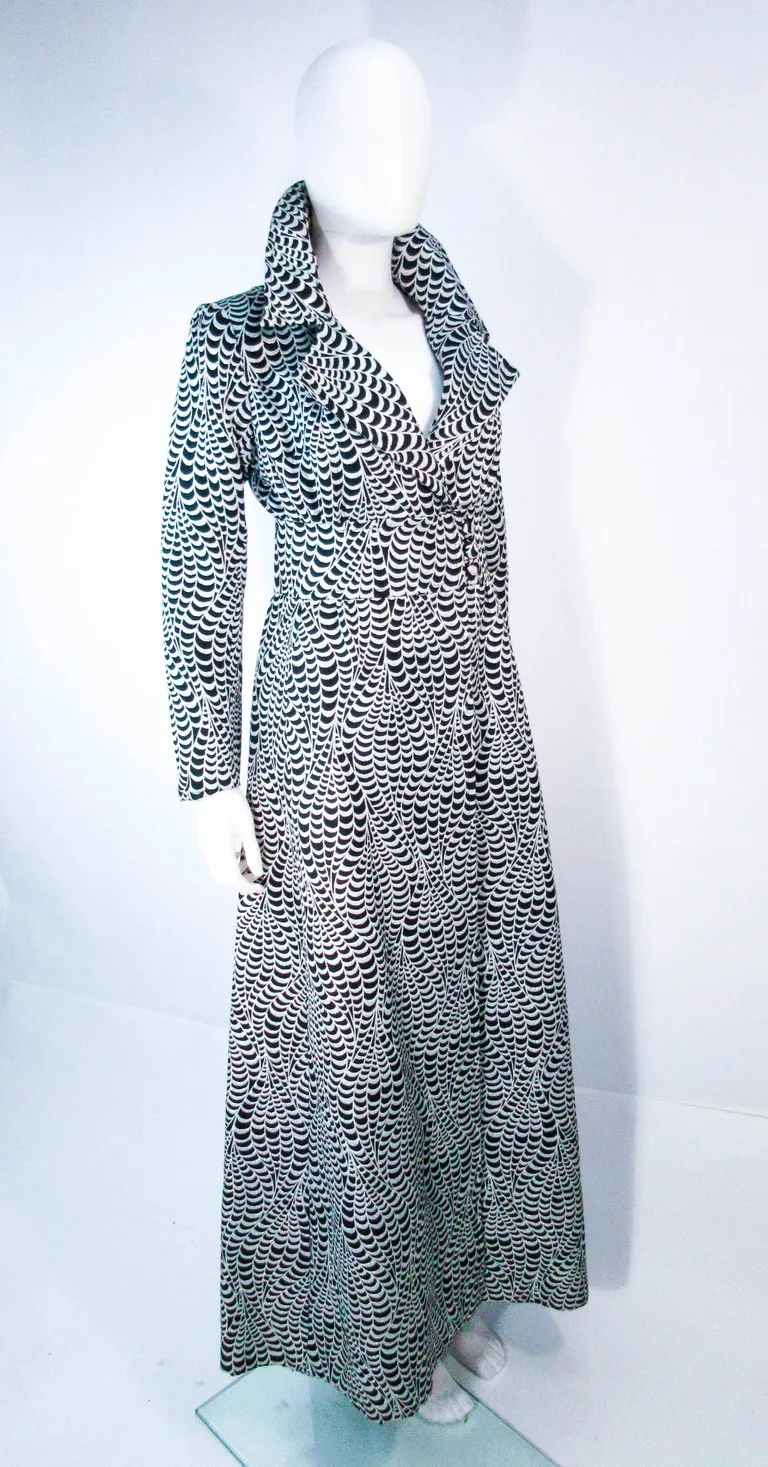 RICCO CALIFORNIA Black & Silver Psychedelic Maxi Coat Size Size 2