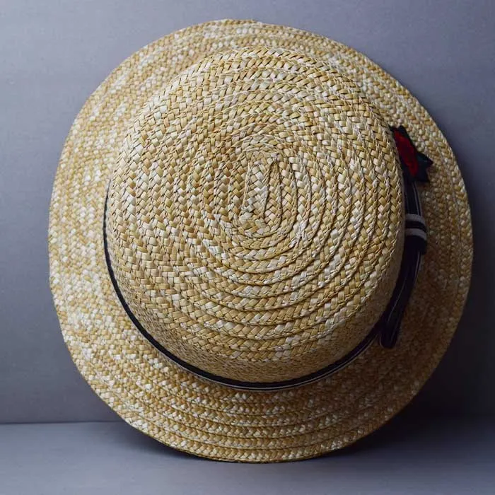 Rose Embroidery Kinemetric Straw Grass Cap For Fashionable Person's With High Classic Design And Good Qulaity