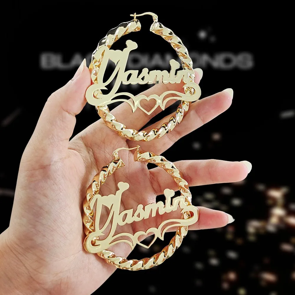 Round Circle Hoop Punk Style Customize Earrings
