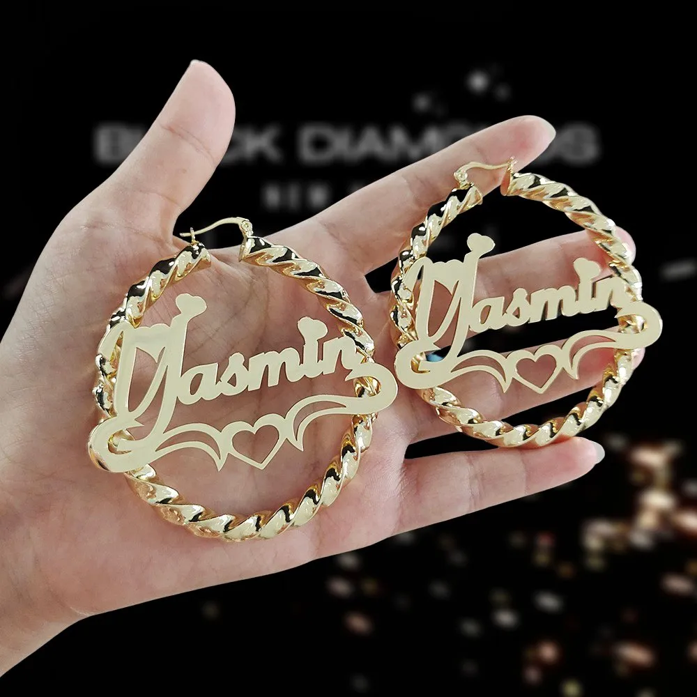 Round Circle Hoop Punk Style Customize Earrings