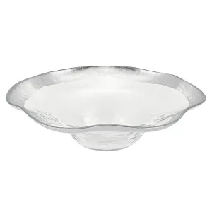 Round Silver Leaf  Wave Glass Bowl D720S