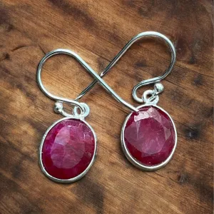 Ruby Solid 925 Sterling Silver Earrings