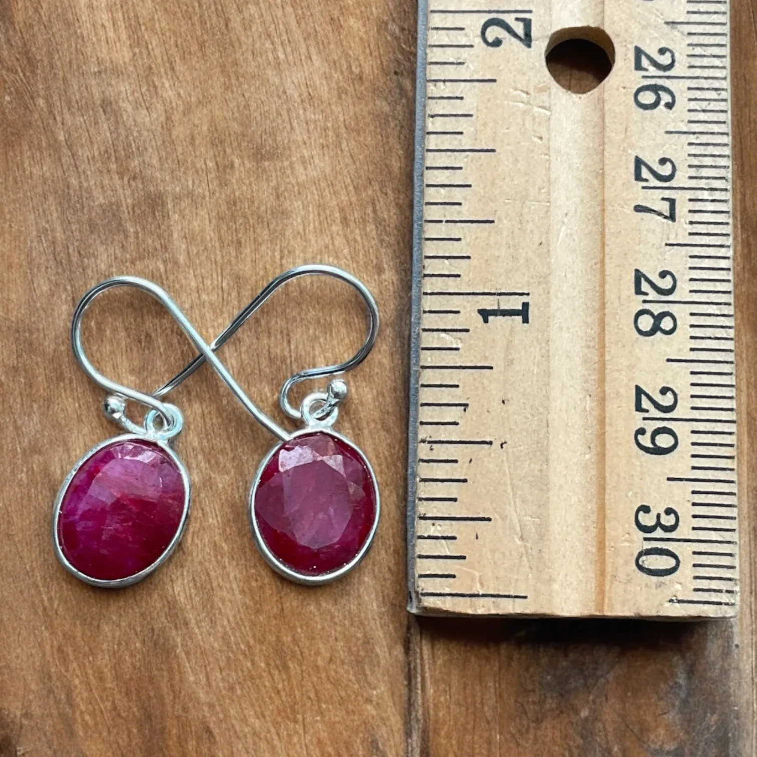 Ruby Solid 925 Sterling Silver Earrings