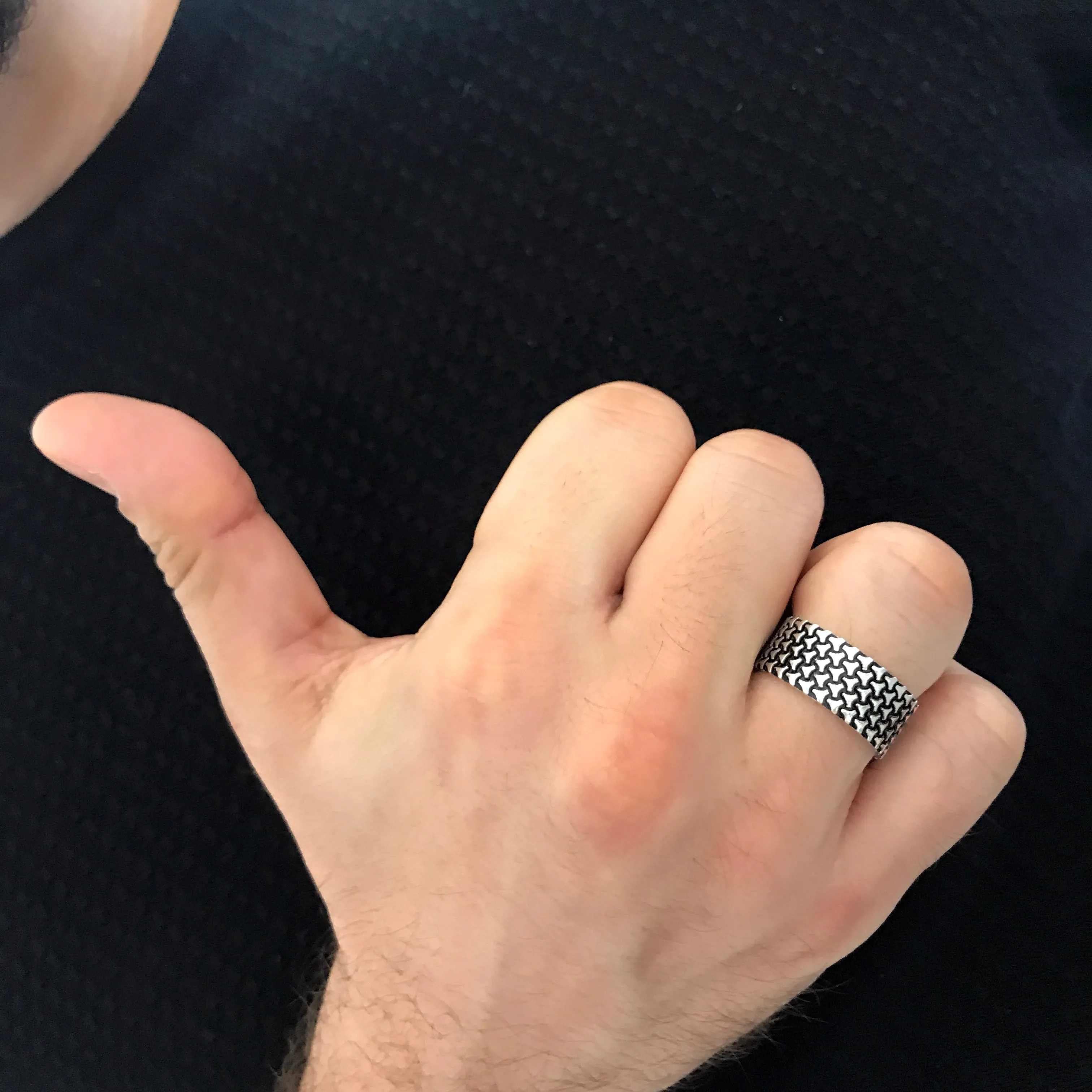 Rugged Design Solid Oxidized Sterling Silver Band Ring