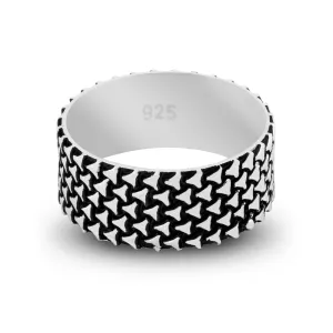 Rugged Design Solid Oxidized Sterling Silver Band Ring