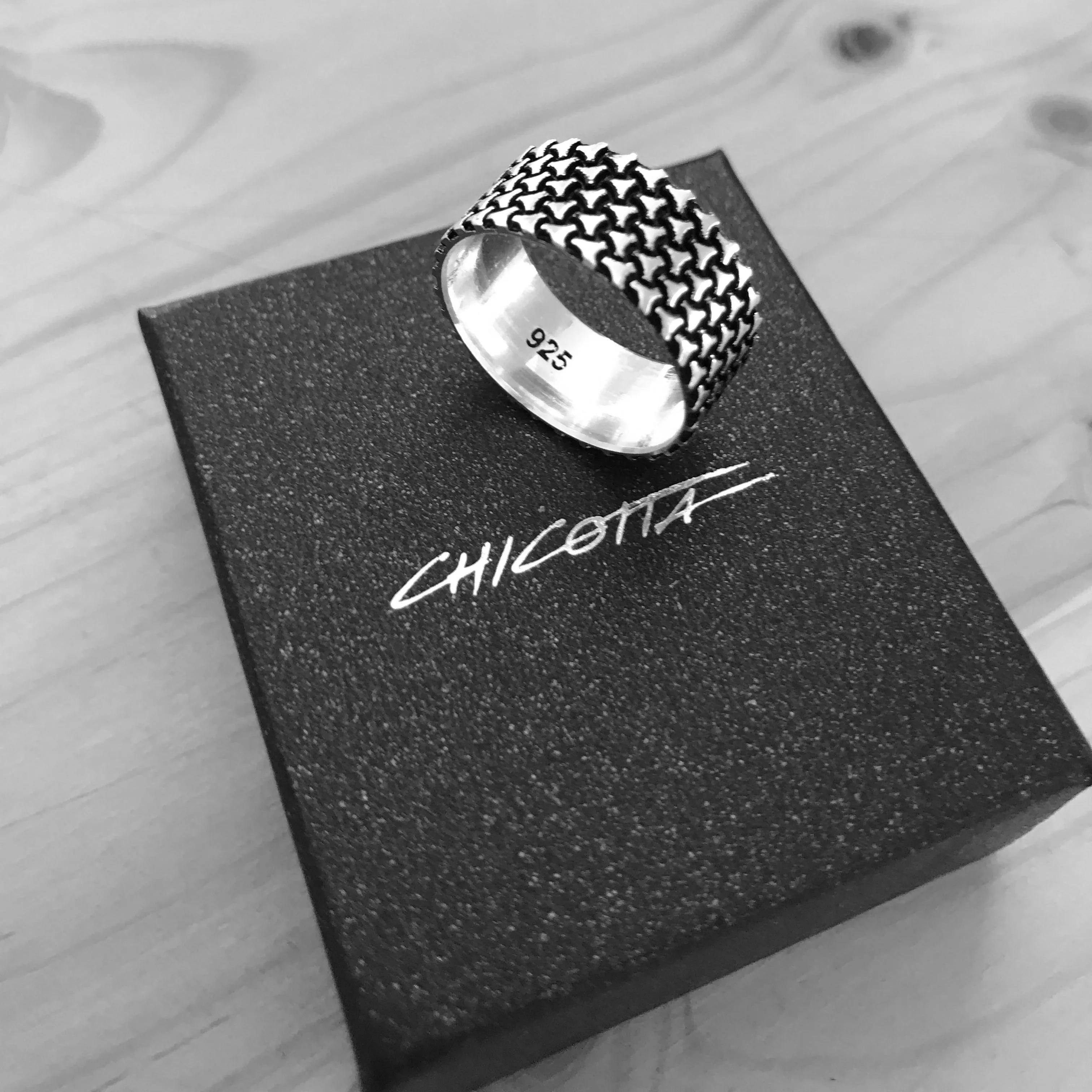 Rugged Design Solid Oxidized Sterling Silver Band Ring