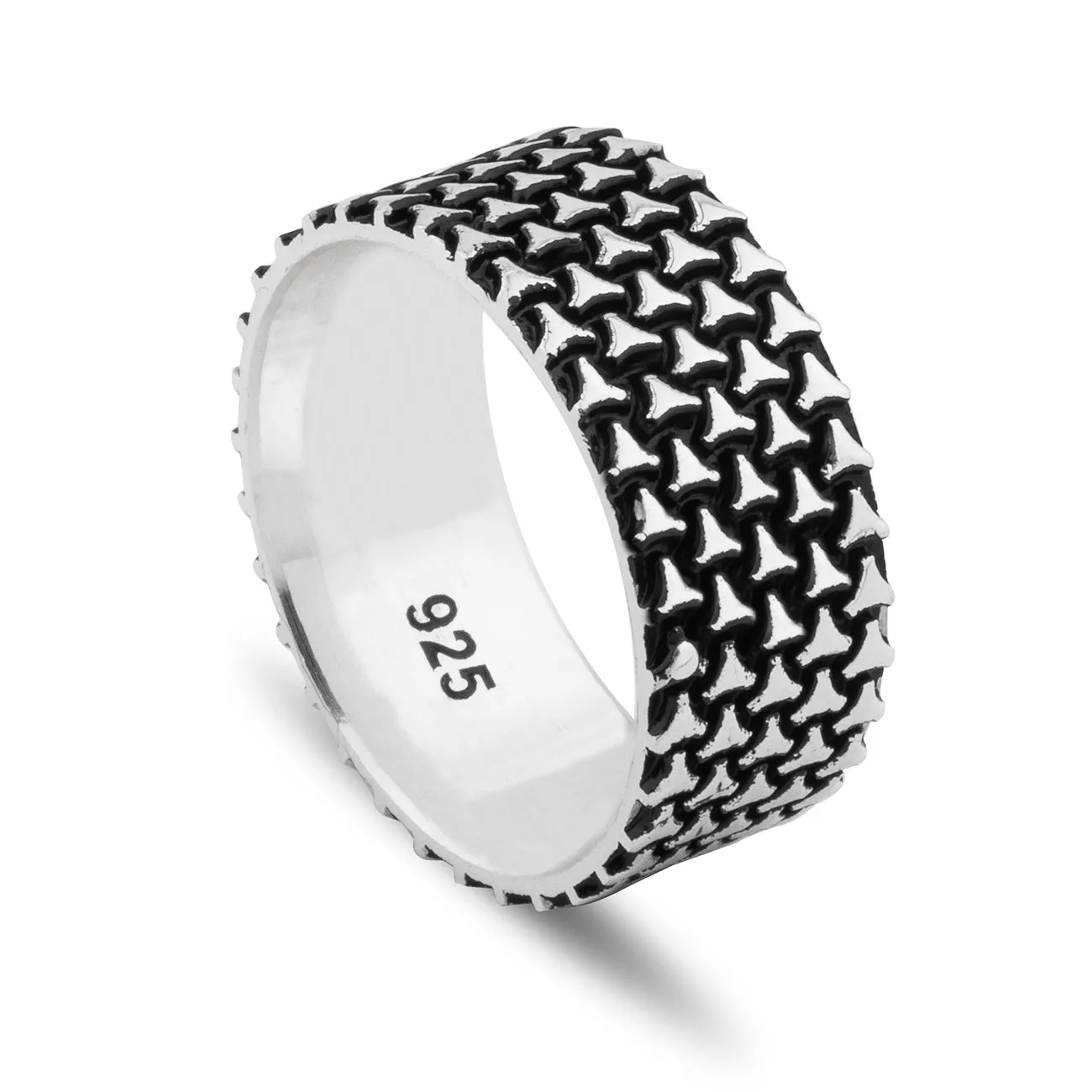 Rugged Design Solid Oxidized Sterling Silver Band Ring