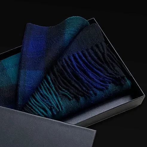 Scarf - Tartan - Green-Blue-Black