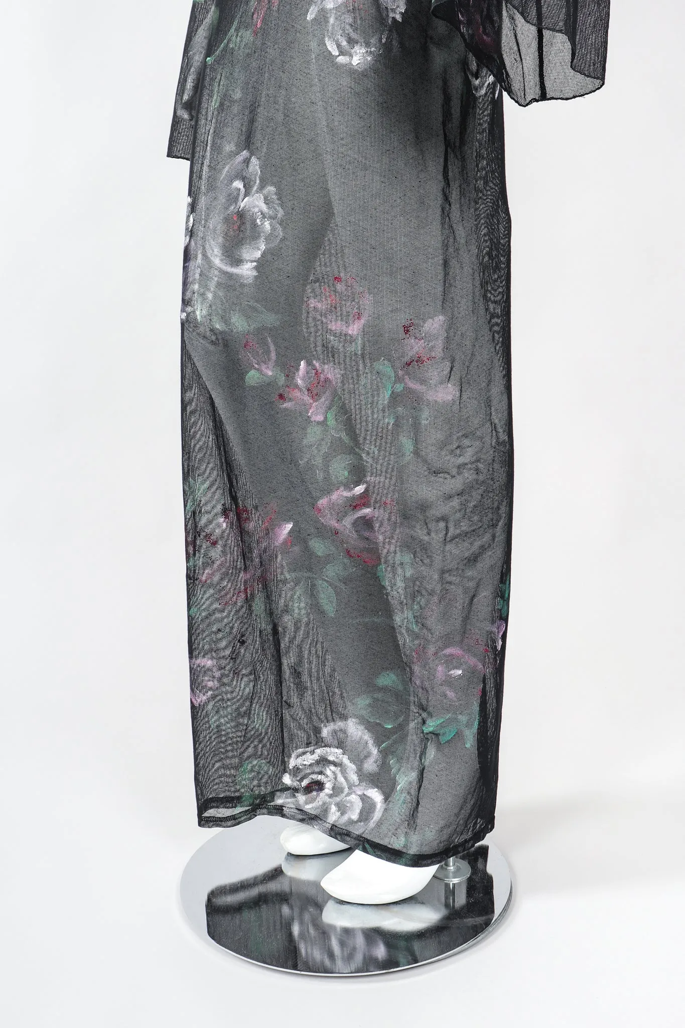 Sheer Floral Painted Mesh Dress
