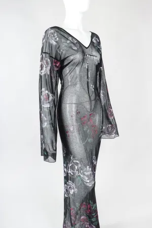 Sheer Floral Painted Mesh Dress