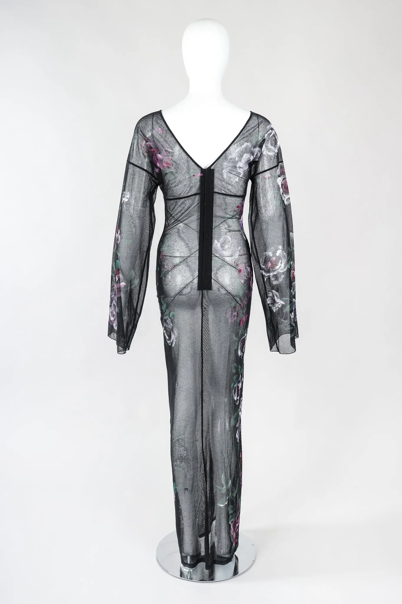 Sheer Floral Painted Mesh Dress