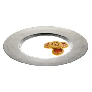 Silver Leaf Round Charger Glass Plate D244S