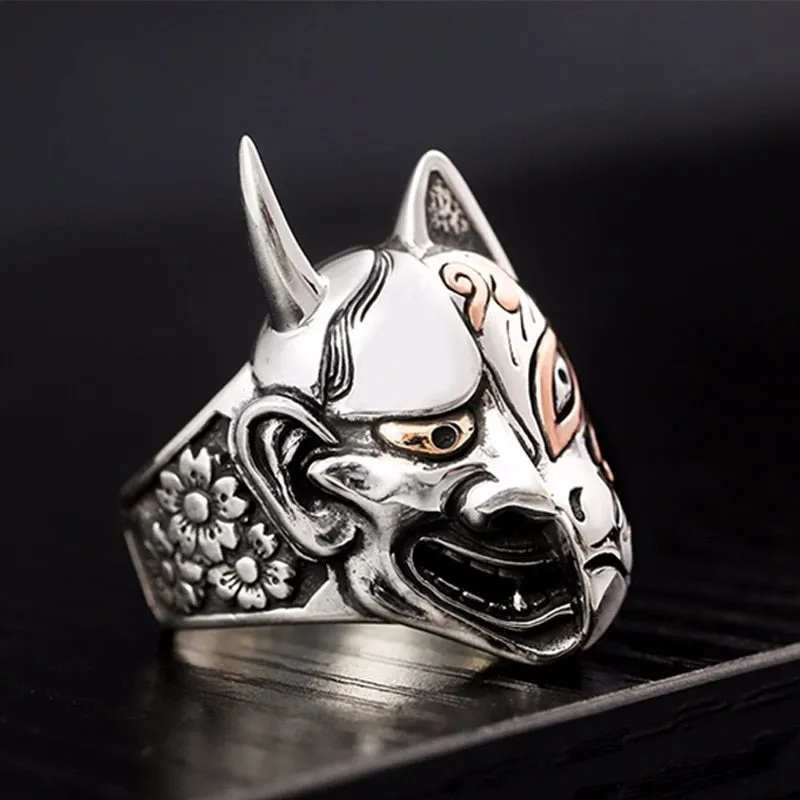 Solid 925 Sterling Silver Face of Duality Ring