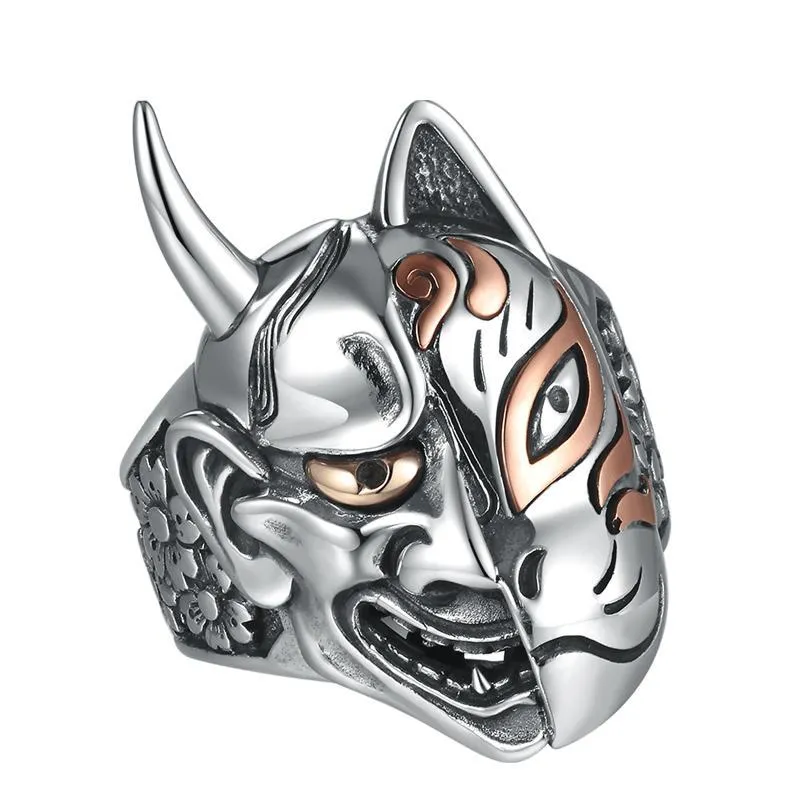 Solid 925 Sterling Silver Face of Duality Ring