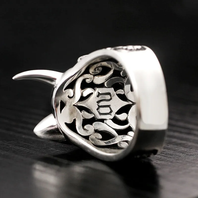 Solid 925 Sterling Silver Face of Duality Ring