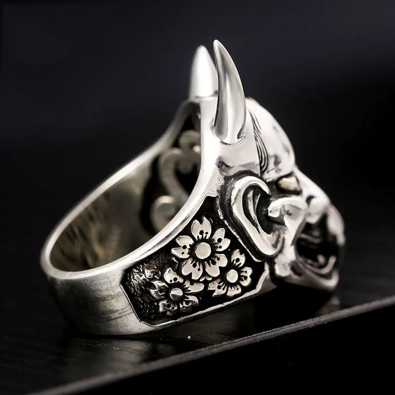 Solid 925 Sterling Silver Face of Duality Ring