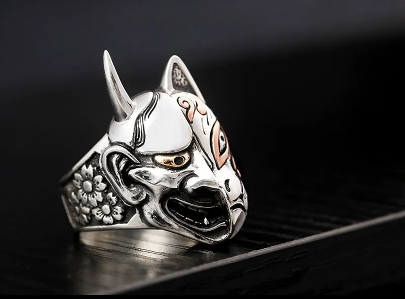 Solid 925 Sterling Silver Face of Duality Ring