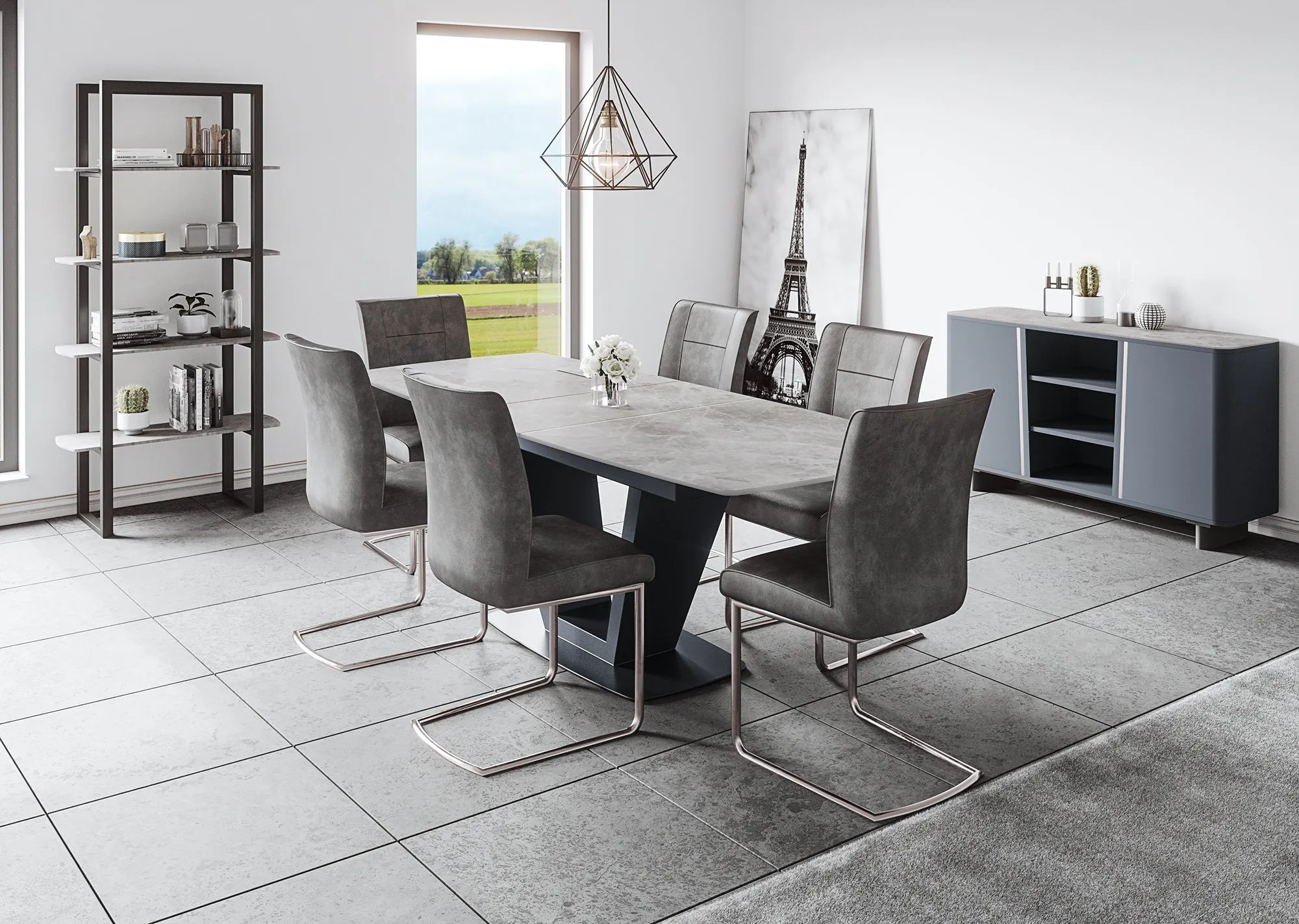 Sorrento Sintered Stone Light Grey shelf Unit