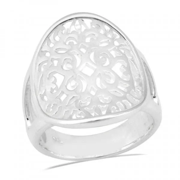 Southern Gates Sterling Silver Oval Scroll Ring, Size 8 (81112)