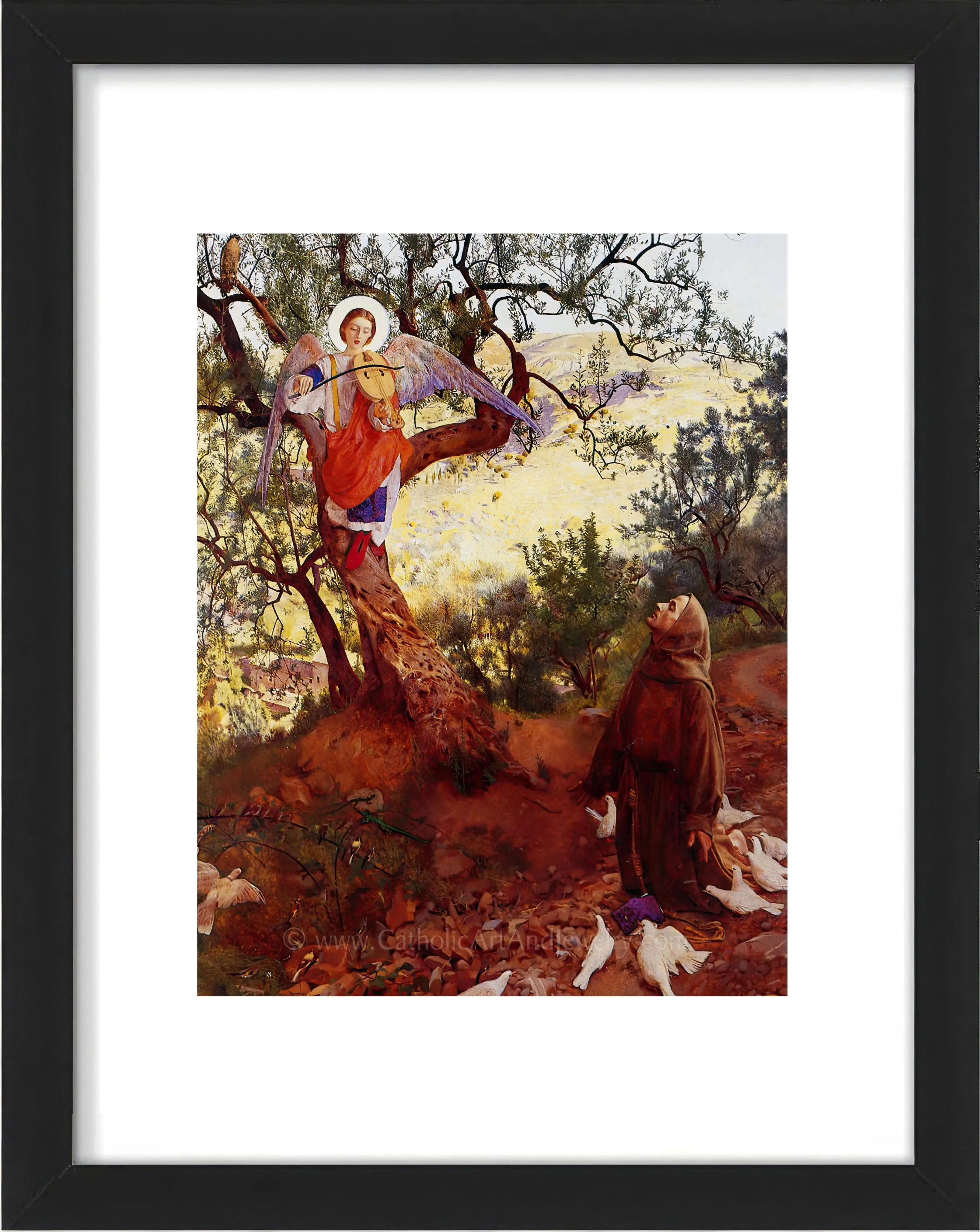 St. Francis and the Heavenly Melody – Frank Cadogan Cowper – Beautiful Catholic Art Print