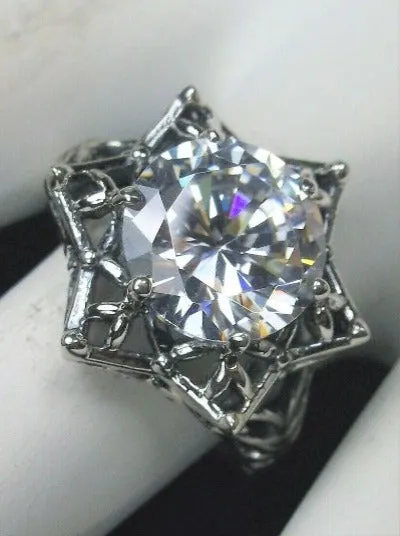 Star Ring, White CZ Ring, Gothic Jewelry Design#D121