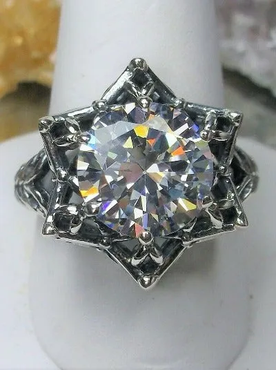 Star Ring, White CZ Ring, Gothic Jewelry Design#D121