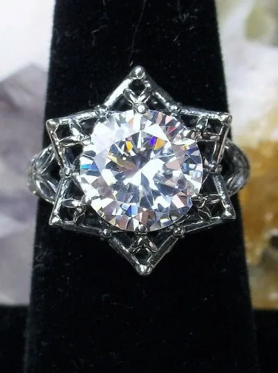 Star Ring, White CZ Ring, Gothic Jewelry Design#D121