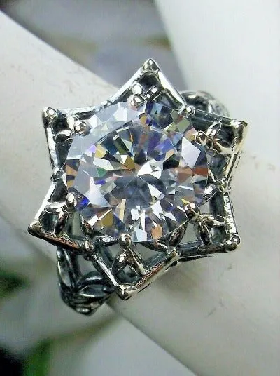 Star Ring, White CZ Ring, Gothic Jewelry Design#D121