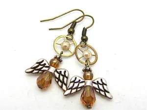 Steampunk ear gear - Angel - Steampunk Earrings - Repurposed art