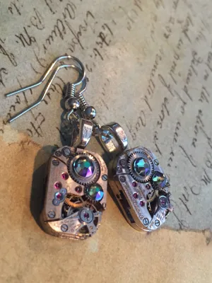 Steampunk ear gear - Borealis - Steampunk Earrings - Hamilton - Vintage handmade watch parts jewelry