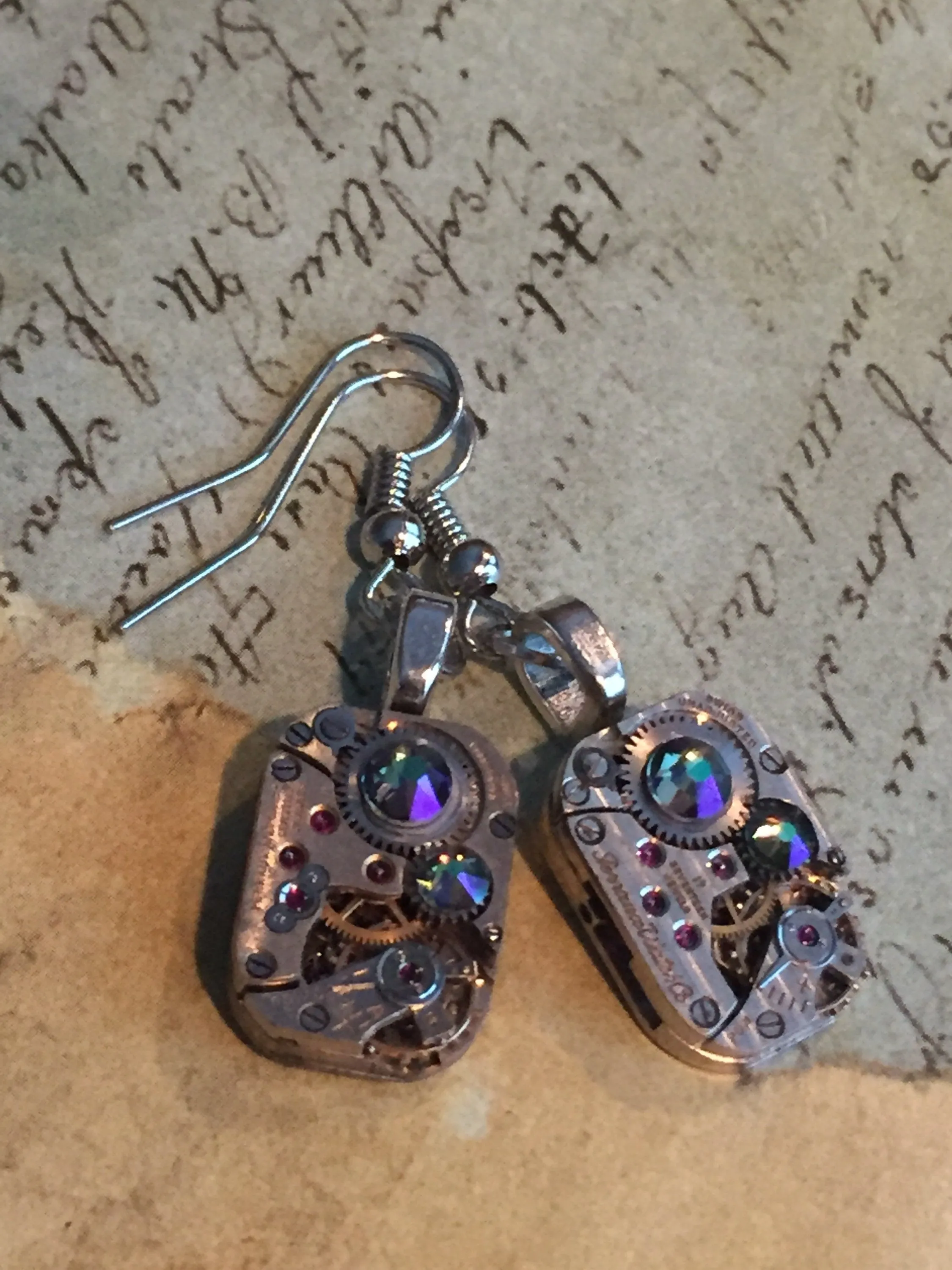 Steampunk ear gear - Borealis - Steampunk Earrings - Hamilton - Vintage handmade watch parts jewelry