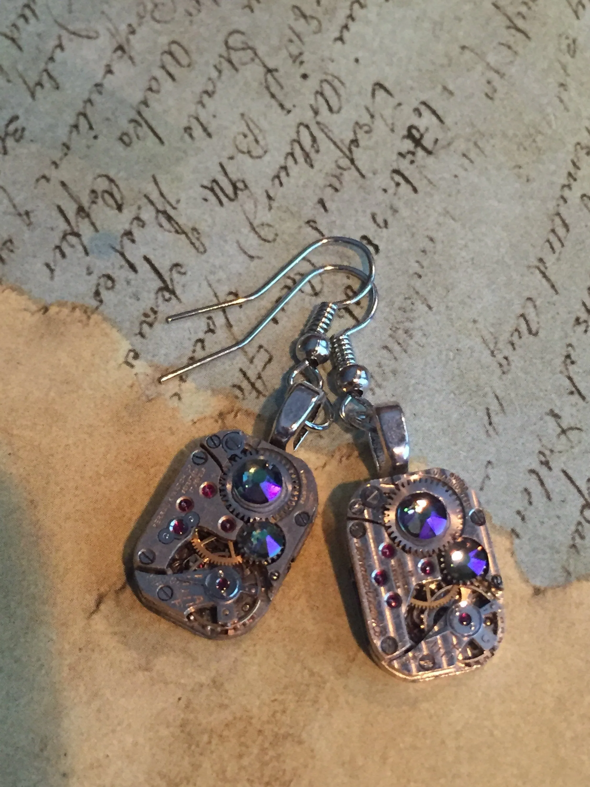 Steampunk ear gear - Borealis - Steampunk Earrings - Hamilton - Vintage handmade watch parts jewelry