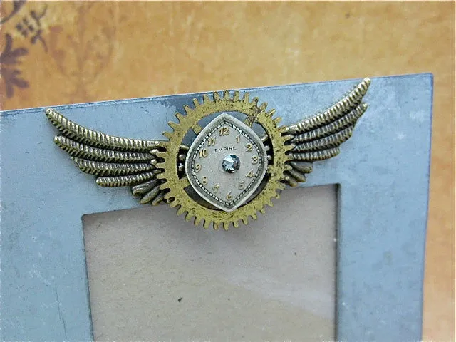 Steampunk Frame - A Moment in Time - Upcycled - Steampunk Picture Frame - by SteampunkJunq - Great Gift or Stocking stuffer