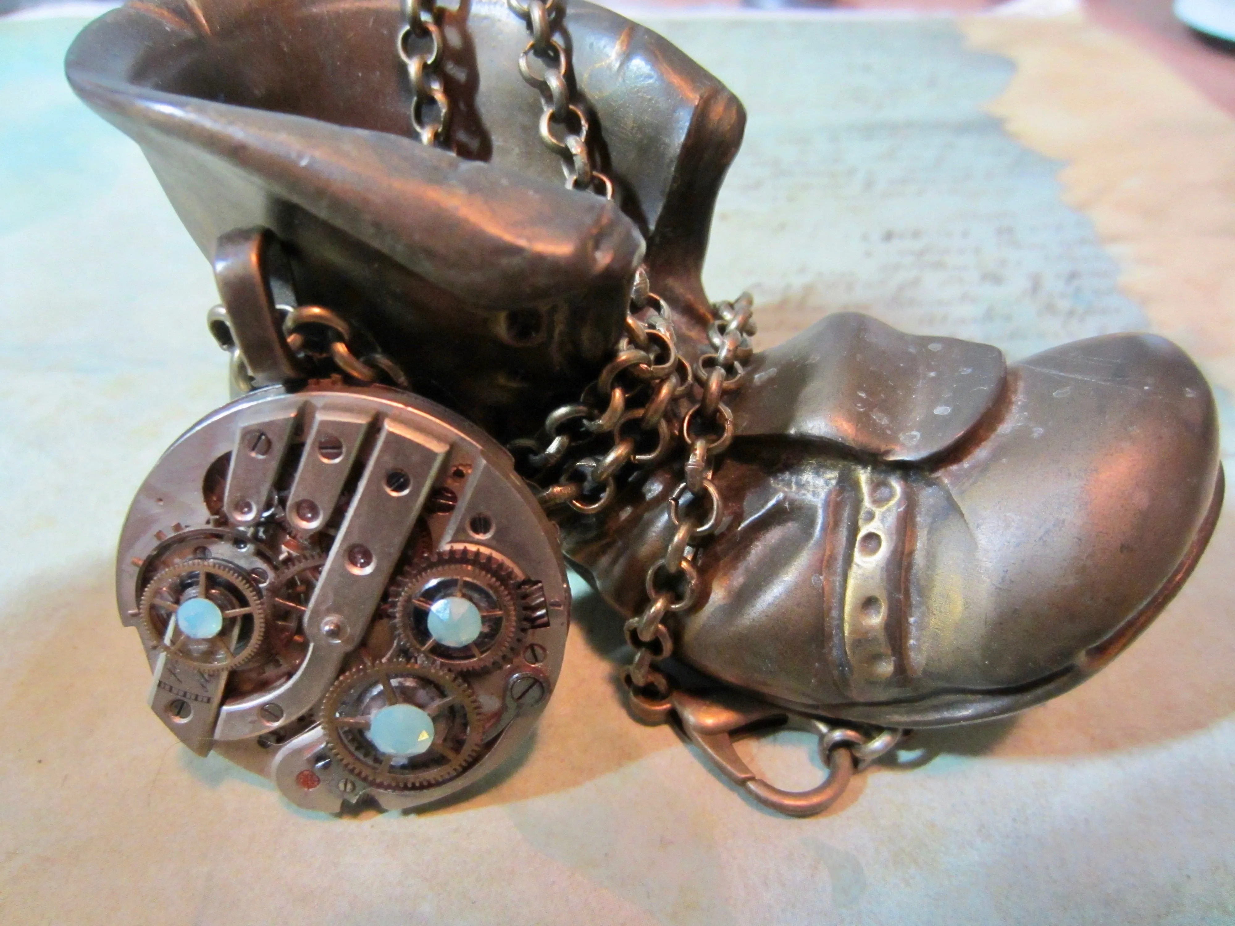 Steampunk Pendant - Time Lock - Steampunk Necklace- Steampunk jewelry handmade with real vintage watch and pocket watch parts