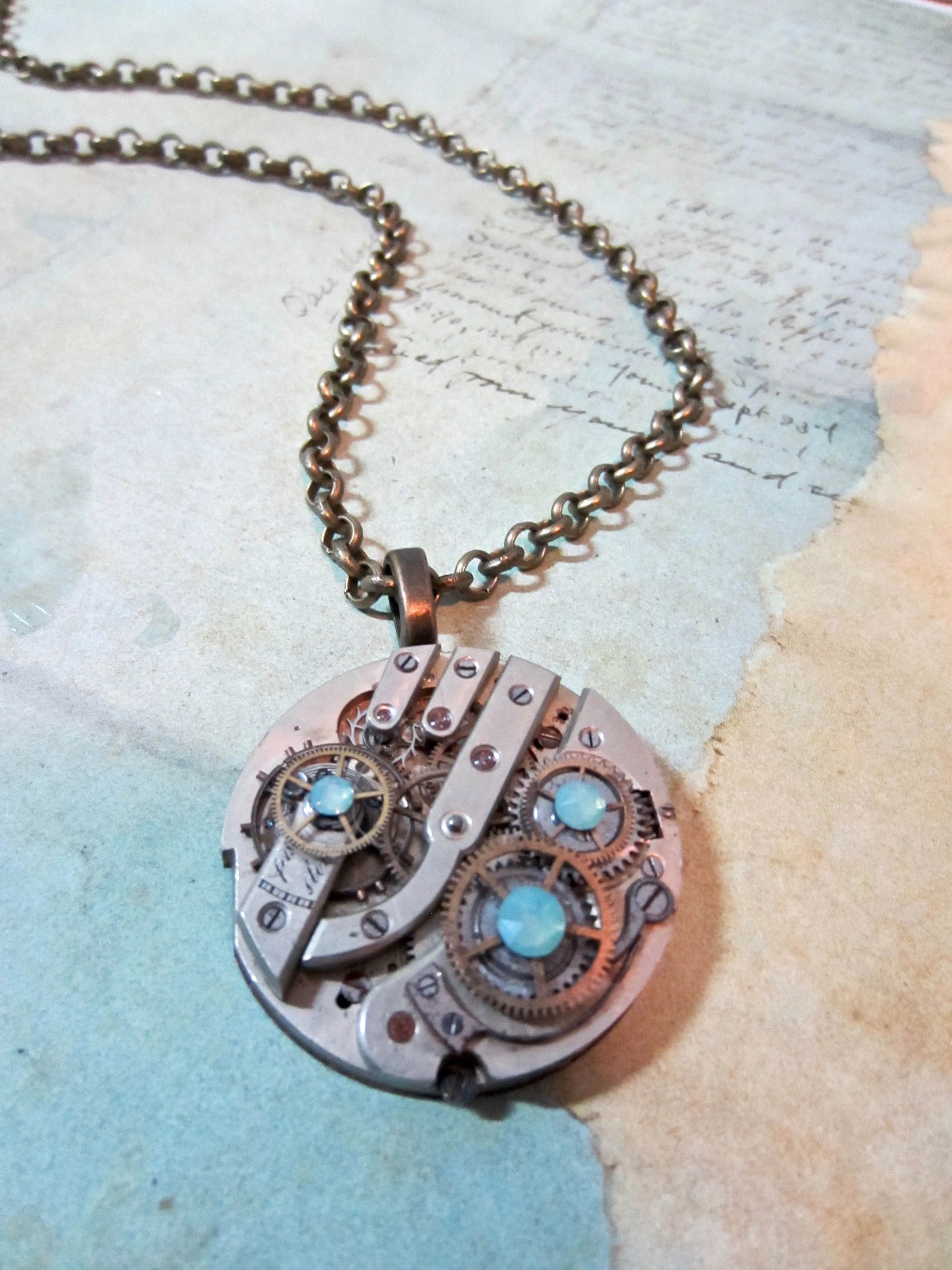 Steampunk Pendant - Time Lock - Steampunk Necklace- Steampunk jewelry handmade with real vintage watch and pocket watch parts