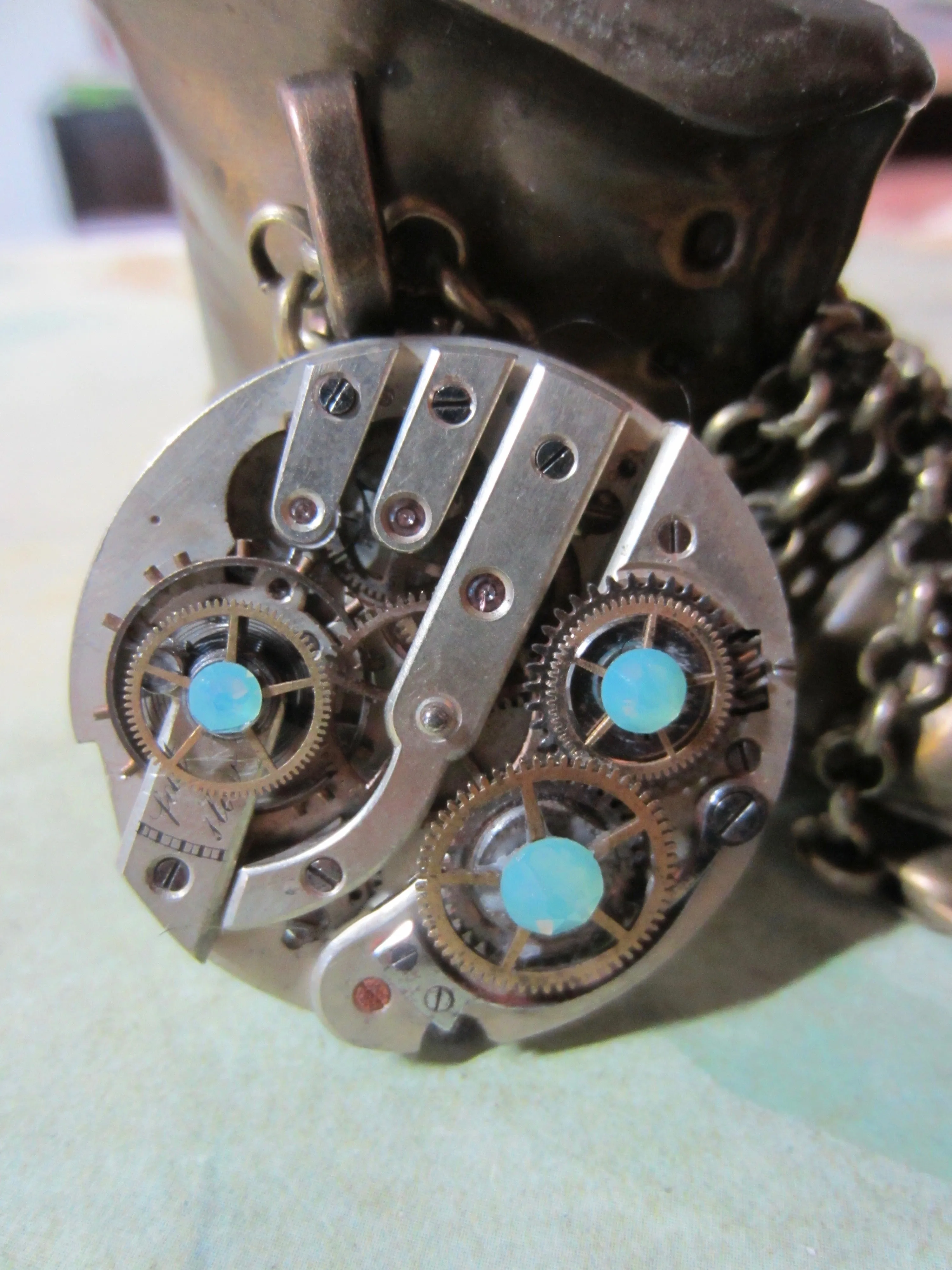 Steampunk Pendant - Time Lock - Steampunk Necklace- Steampunk jewelry handmade with real vintage watch and pocket watch parts