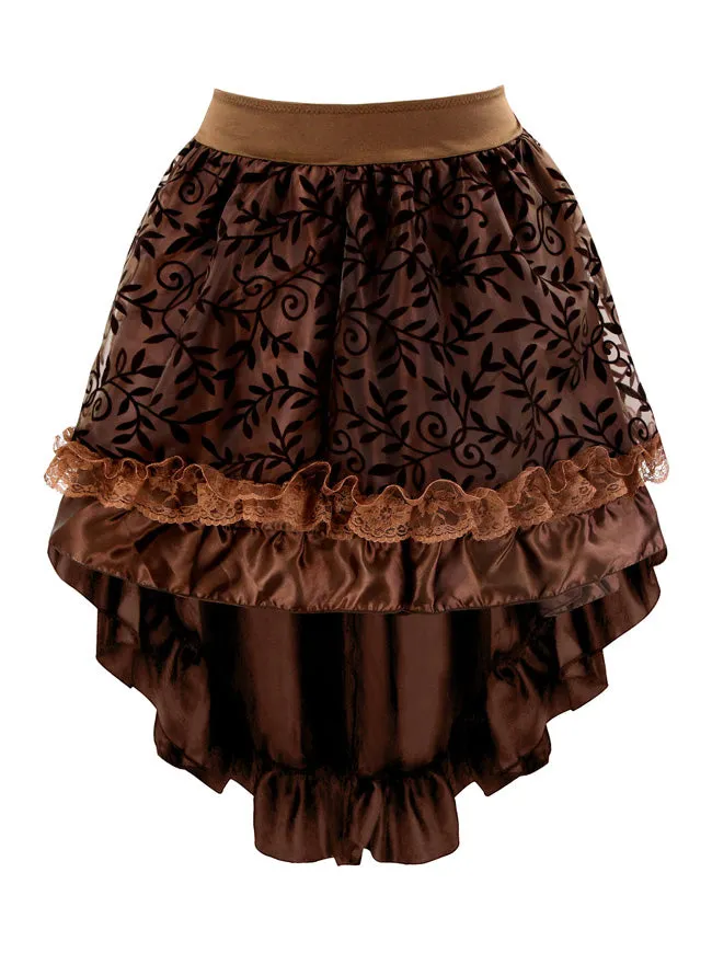 Steampunk Retro Gothic Vintage Satin High Low Skirt with Zipper