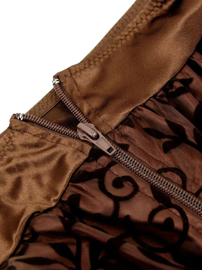 Steampunk Retro Gothic Vintage Satin High Low Skirt with Zipper