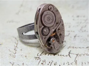 Steampunk Ring - Ovoid - Steampunk jewelry made with vintage watch parts
