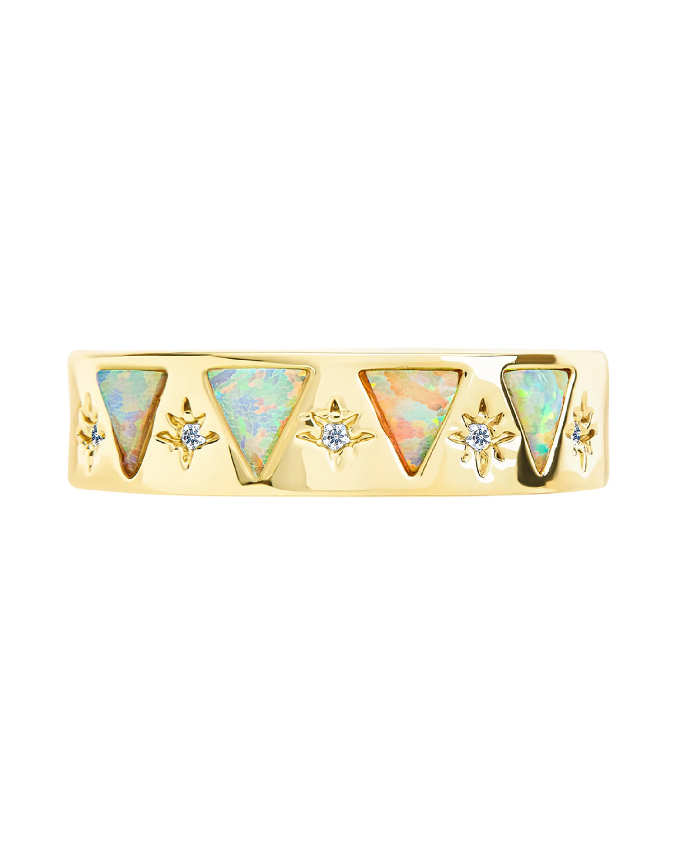 Sterling Silver Ashley Opal Trinity Band Ring