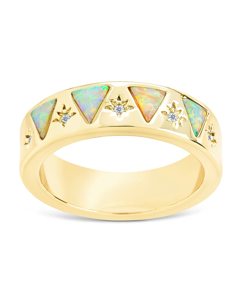 Sterling Silver Ashley Opal Trinity Band Ring