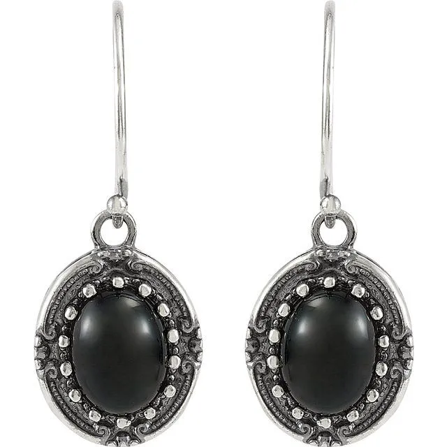 Sterling Silver Onyx Vintage-Inspired Earrings