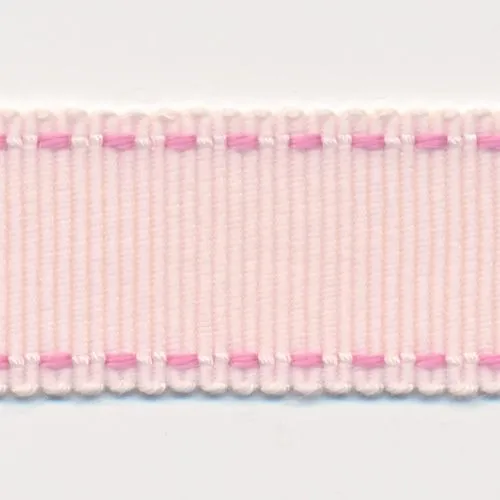 Stitch Grosgrain Ribbon #05 Pale Pink & Cherry