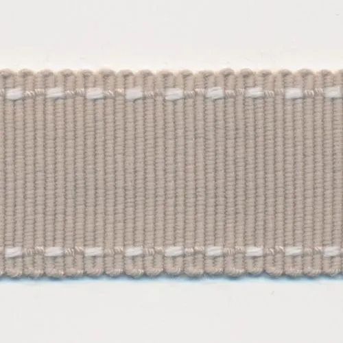 Stitch Grosgrain Ribbon #48 Silver & White