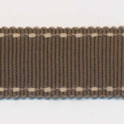 Stitch Grosgrain Ribbon #74 Smoke Brown & Beige