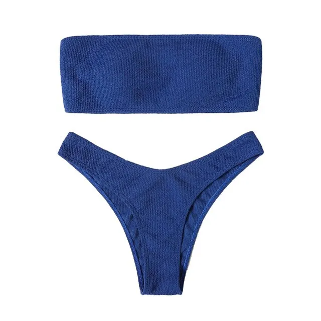 Strapless Bikini Woman 2 Piece Swimsuit Solid Swimwear Sexy Bikini Set Female Swimwear High Waist Push up Biquini Pink Blue