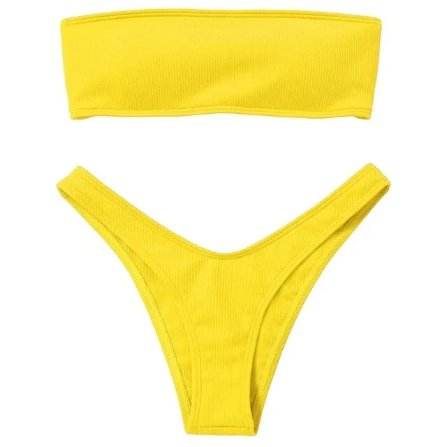 Strapless Bikini Woman 2 Piece Swimsuit Solid Swimwear Sexy Bikini Set Female Swimwear High Waist Push up Biquini Pink Blue