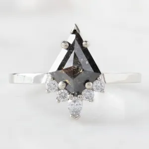 The Aster Ring | 0.94ct Kite Black Diamond in 14K White Gold