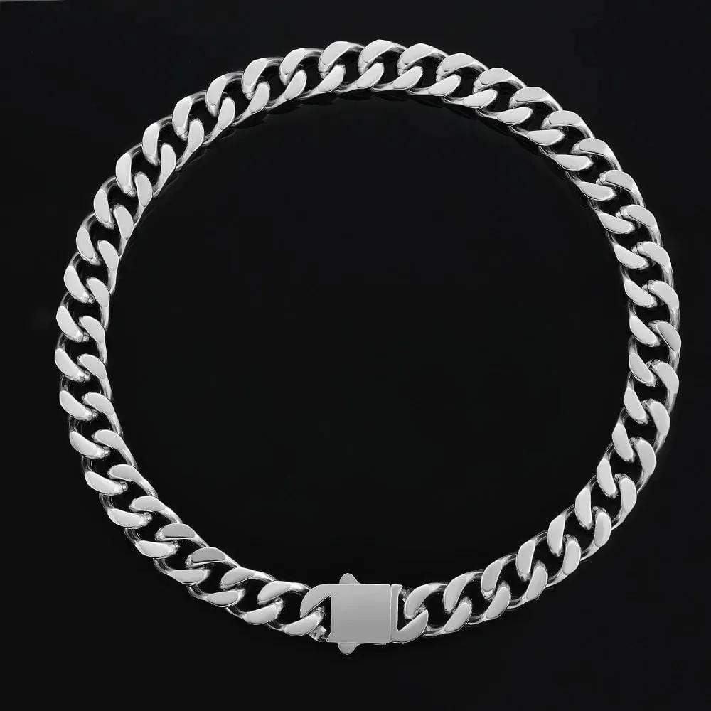 The Stormtrooper Ⅲ® - 12mm Curb Cuban Link Chain in Silver White Gold